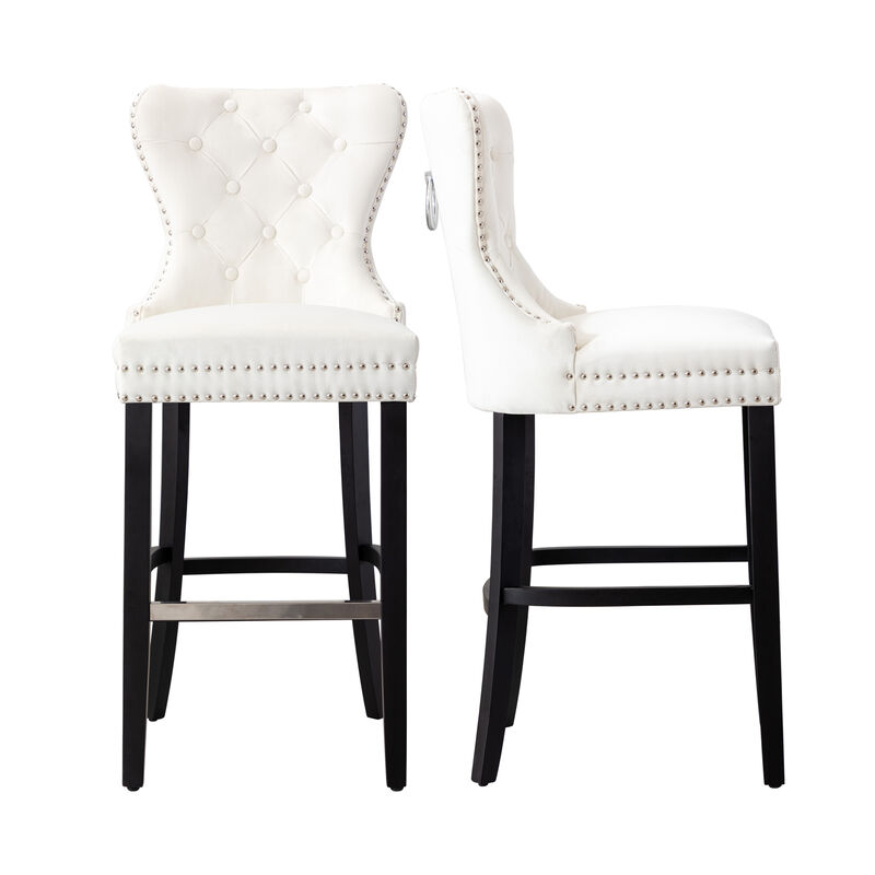WestinTrends Tufted Velvet Bar Stool (Set of 2)