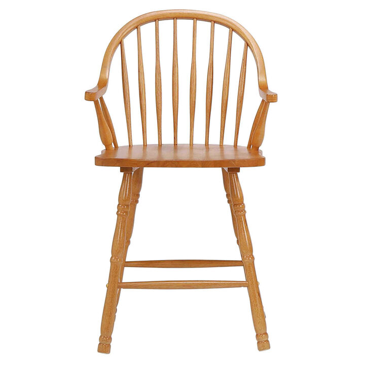 Oak Selections 41 in. Distressed Light Oak High Curved Back Wood Frame 24 in. Bar Stool (Set of 2)