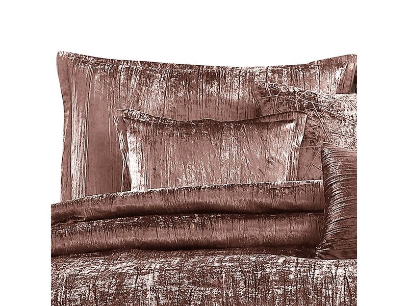 7 Piece King Comforter Set with Shimmering Appeal, Pink - Benzara
