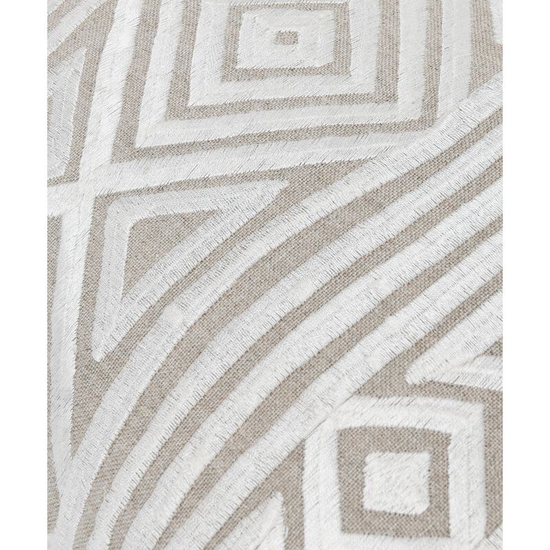 12 x 16 Square Linen Accent Throw Pillow, Tribal Accent, Piped Edges, Ivory-Benzara