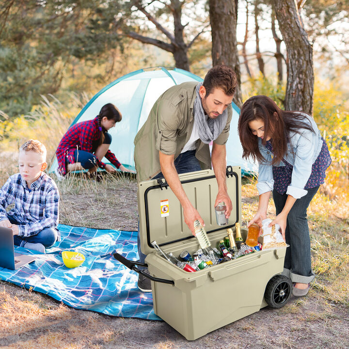 Quart Portable Cooler Rotomolded Ice Chest with Handles and Wheels