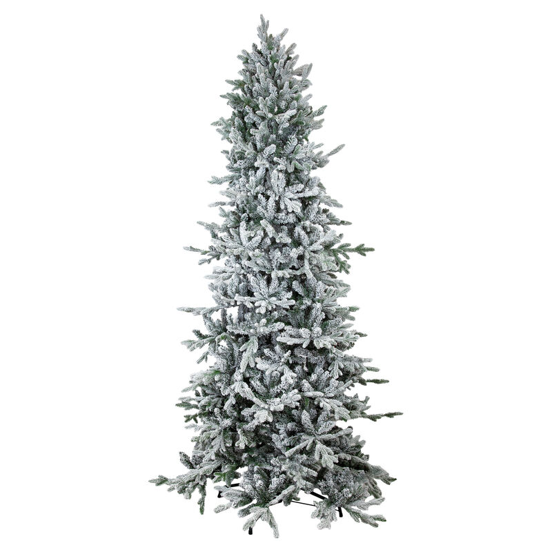 Sunnydaze Slim and Stately Artificial Christmas Tree - 8 ft - Flocked
