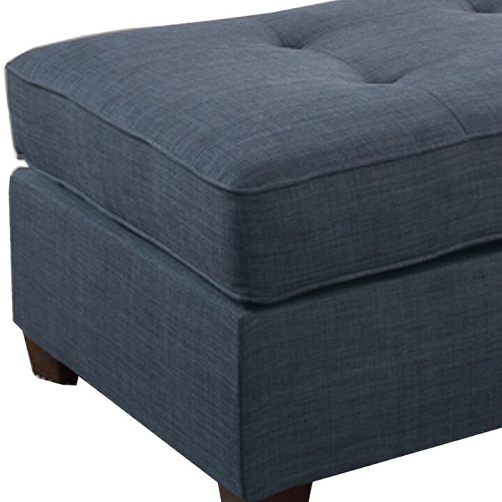 Cocktail Ottoman In Blue Dorris Fabric-Benzara