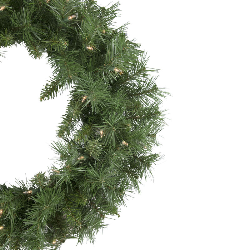 Pre-lit Chatham Pine Artificial Christmas Wreath  24-Inch  Clear Lights