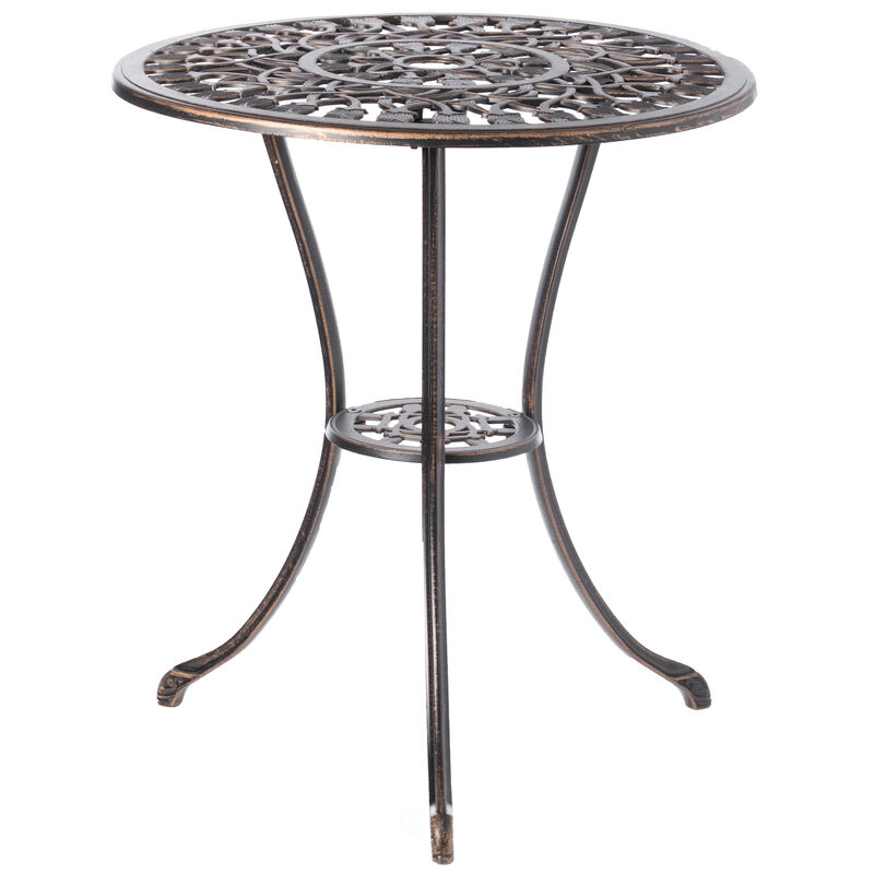 Indoor and Outdoor Bronze Dinning Set 2 Chairs with 1 Table Bistro Patio Cast Aluminum.