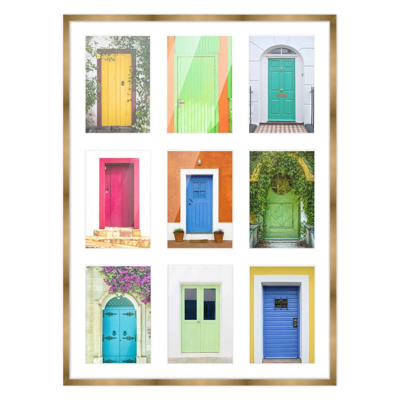 14.5x20.5 Wood Collage Frame with White Mat For 9 4x6 Pictures