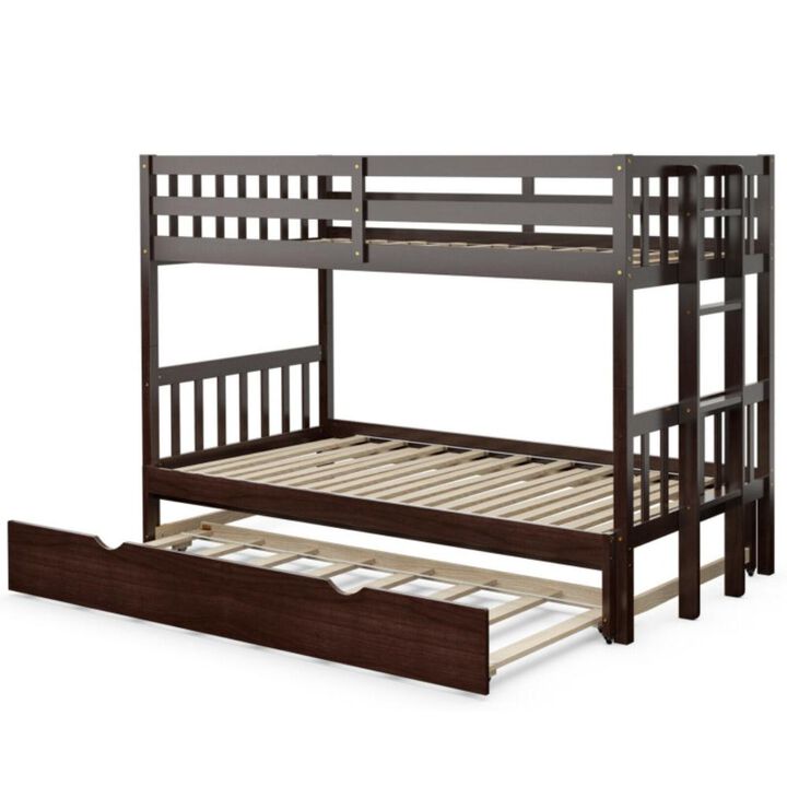 Hivvago Twin Pull-Out Bunk Bed with Trundle Wooden Ladder