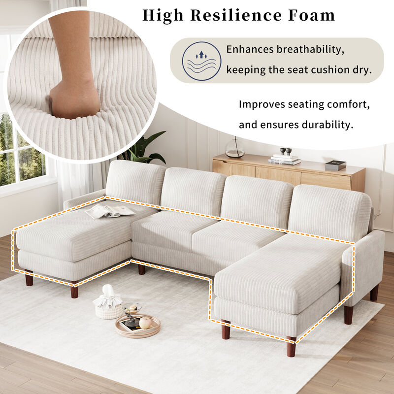 Merax Corduroy Fabric U-shaped Sofa Couch