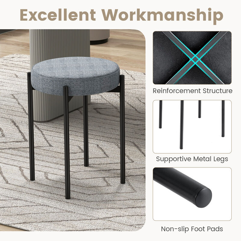 Set of 4 Upholstered Bar Stools Kitchen Stools with Foot Pads for Enhanced Comfort
