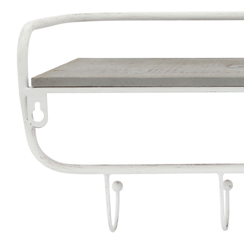 20" 5 Hook Wall Shelf