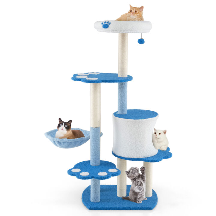 54" Tall Modern Cat Tree Tower for Indoor Cats with Scratching Posts & Cozy Perches