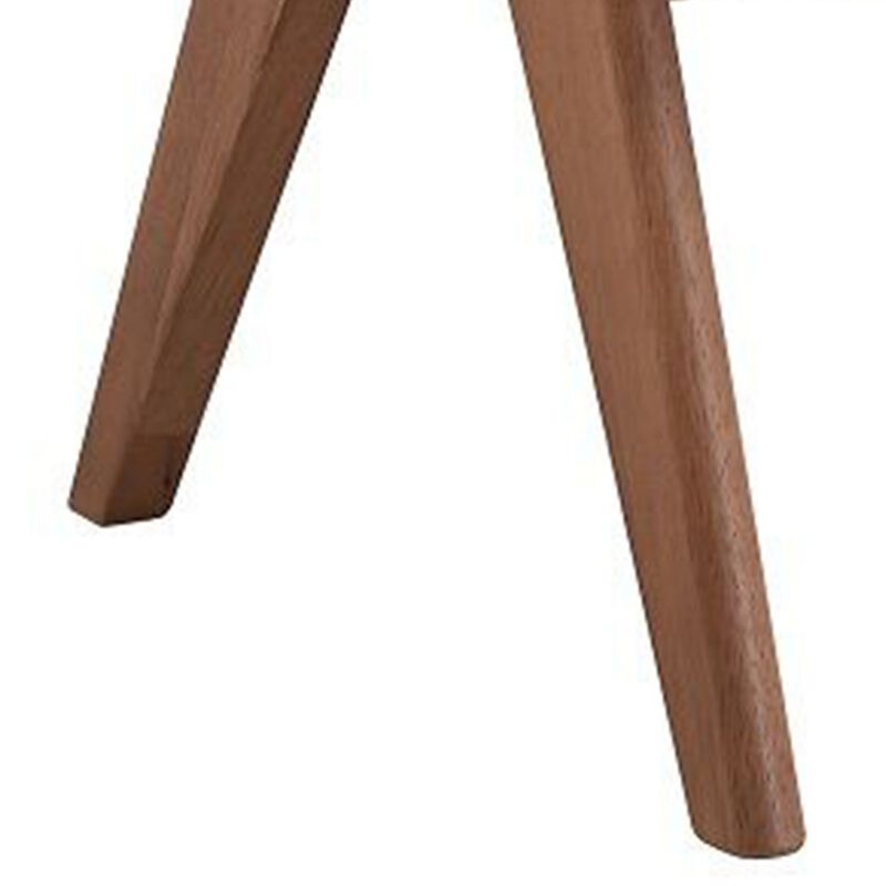 Tina 26 Inch Accent Armchair, Woven Rattan, Natural Brown Wood Finish - Benzara
