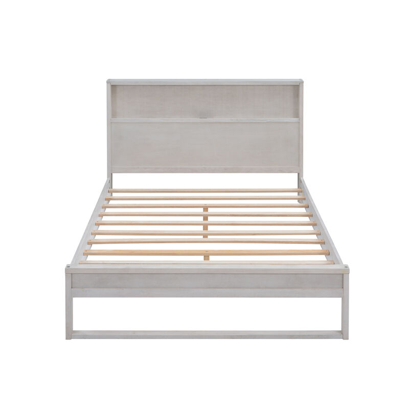 Platform Bed With Storage Headboard, Sockets And USB Ports, Full Size Platform Bed