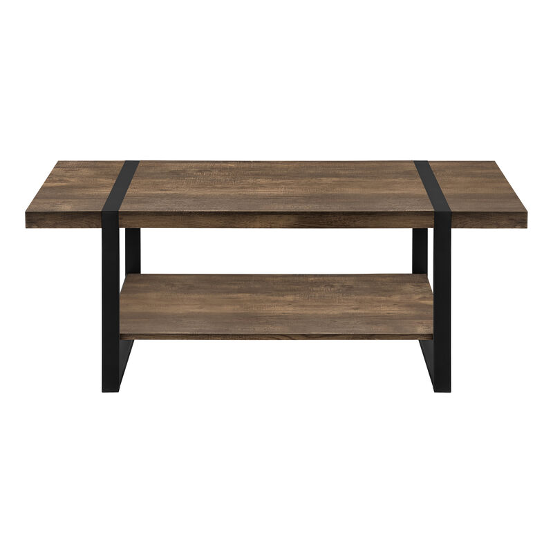 Monarch Specialties I 2850 Coffee Table, Accent, Cocktail, Rectangular, Living Room, 48"L, Metal, Laminate, Brown, Black, Contemporary, Modern