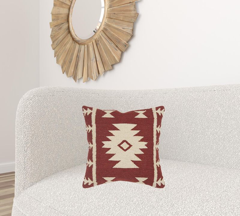 Hivvago Red Beige Tribal Woven Down Filled Throw Pillow