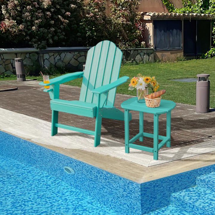 Hivvago Outdoor Adirondack Chair with Built-in Cup Holder for Backyard Porch