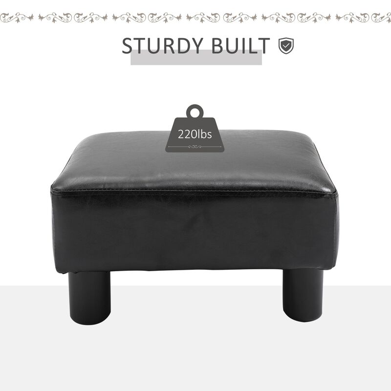 Ebony Relaxation: Padded Black Rectangular Ottoman for Living Spaces