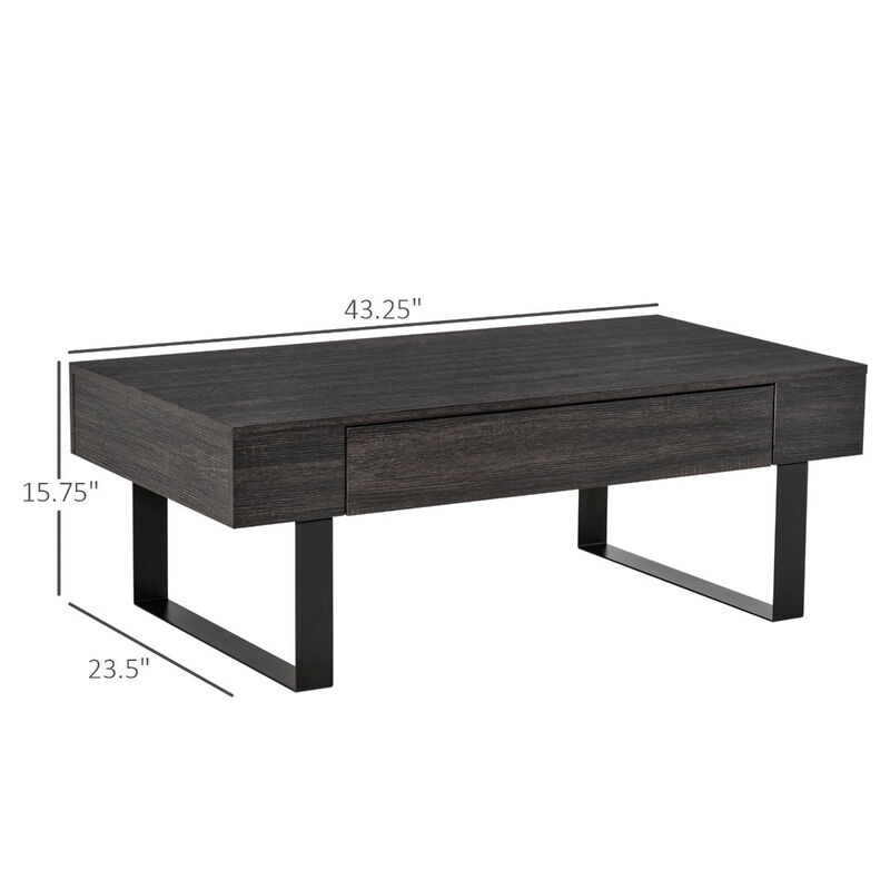 Dark Grey Living Room Table: Mid-century Coffee Table with Drawer
