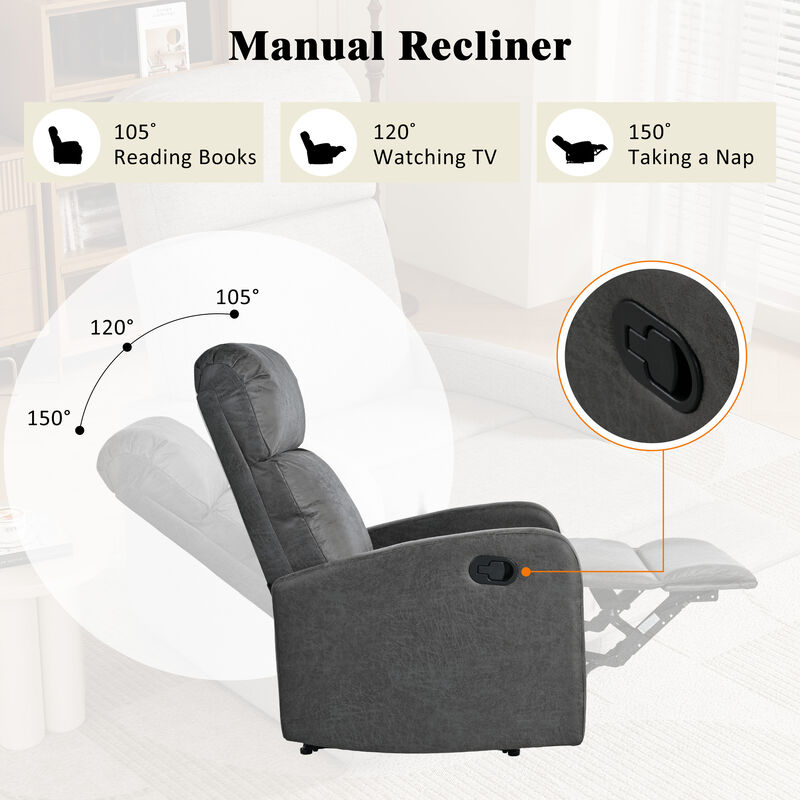 Merax Modern Manual Recliner Chair Home Theater Chair with Adjustable Backrest for Living Room
