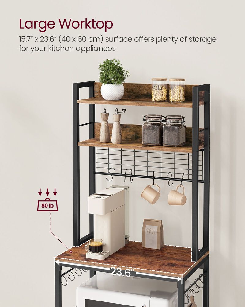 Hutch Bakers Rack with Power Outlet