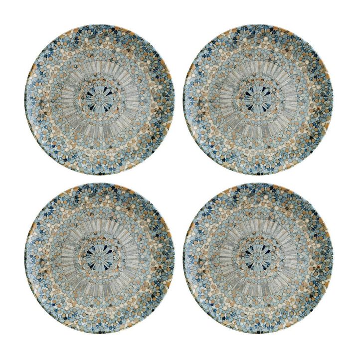 Luca Mosaic Matte dia.10" Round Decorated Porcelain Plate (Set of 4)