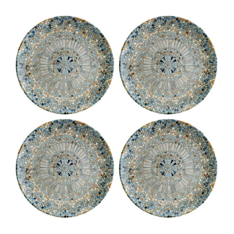 Luca Mosaic Matte dia.10" Round Decorated Porcelain Plate (Set of 4)