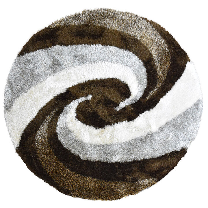 RUGSOTIC CARPETS HAND TUFTED SHAG POLYESTER ECO-FRIENDLY AREA RUGS  - 6'x6', Round, Multicolor, Contemporary Modern Design, High Pile Thick Handmade Anti Skid Rugs for Living Room K00014