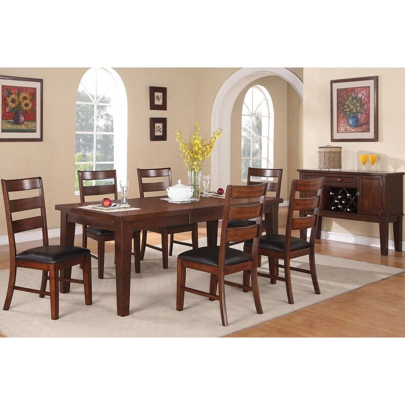 Antique Walnut Finish Solid Wood Set Of 2 Piece Chairs Dining Chair Ladder Back Cushion Seats