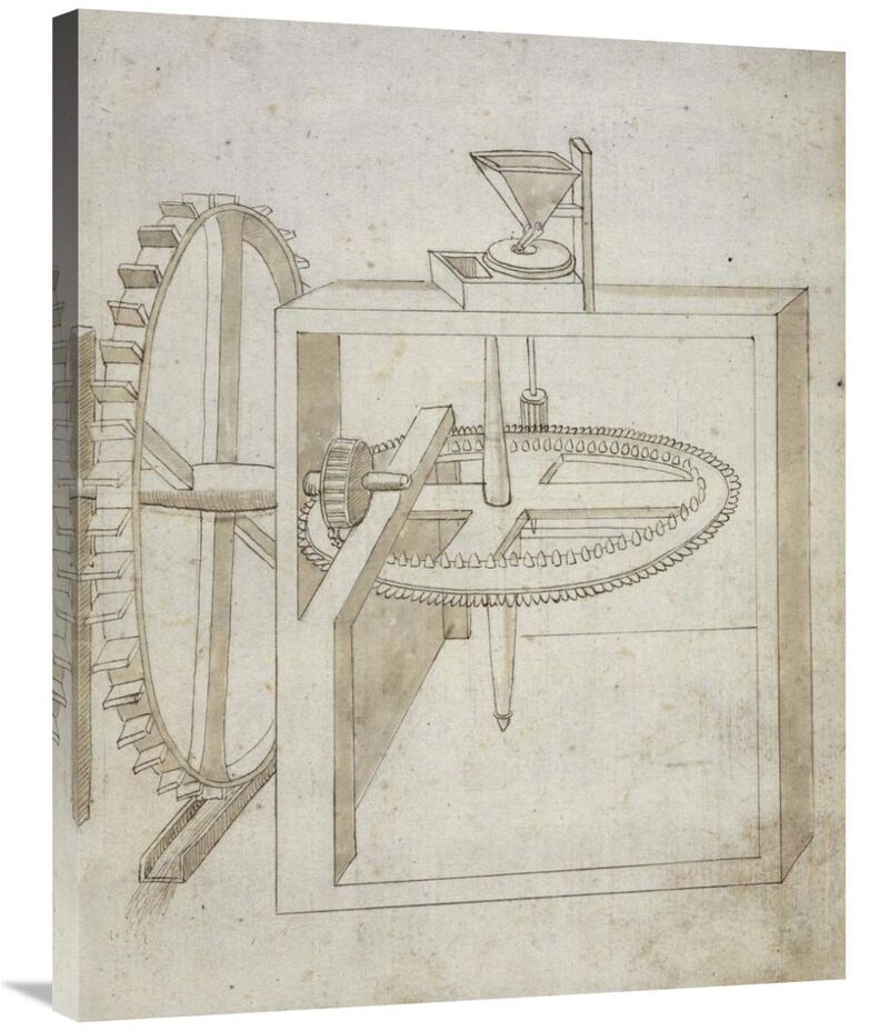 Folio 22: mill powered by undershot water wheel-Canvas Art-28x35