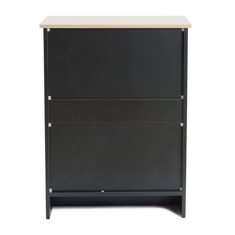 LuxenHome Black and Brown Wood 3-Drawer Rattan Chest