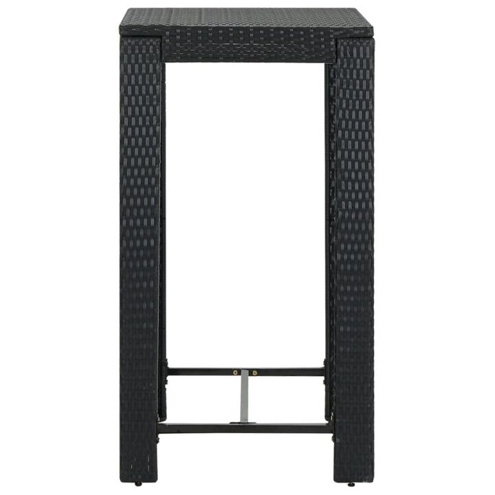 vidaXL Garden Bar Table Black 23.8"x23.8"x43.5" Poly Rattan
