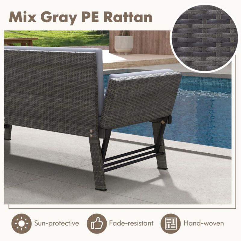 Hivvago Outdoor Convertible Sofa Daybed with Adjustable Armrests for Balcony
