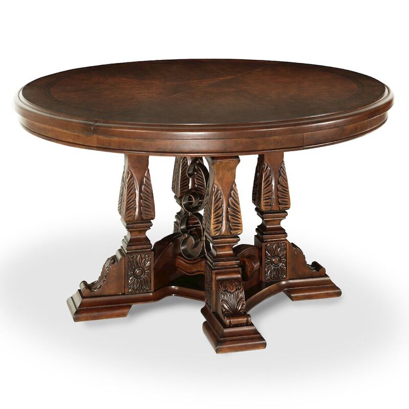 Michael Amini Windsor Court Round Dining Table - Vintage Fruitwood