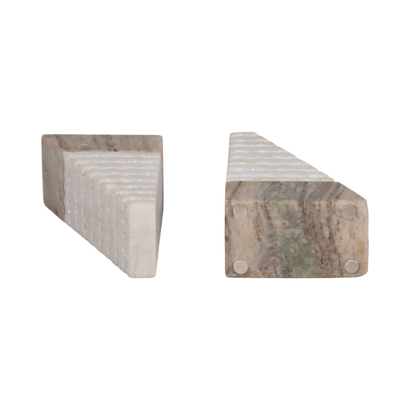 Marble 6" Pyramid Bookends Set