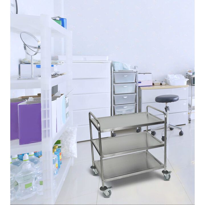 Luxor Stainless Steel 3 Shelf Cart
