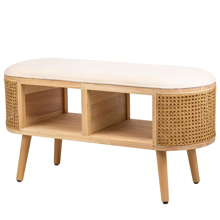 Bohemian Style Wicker Bench