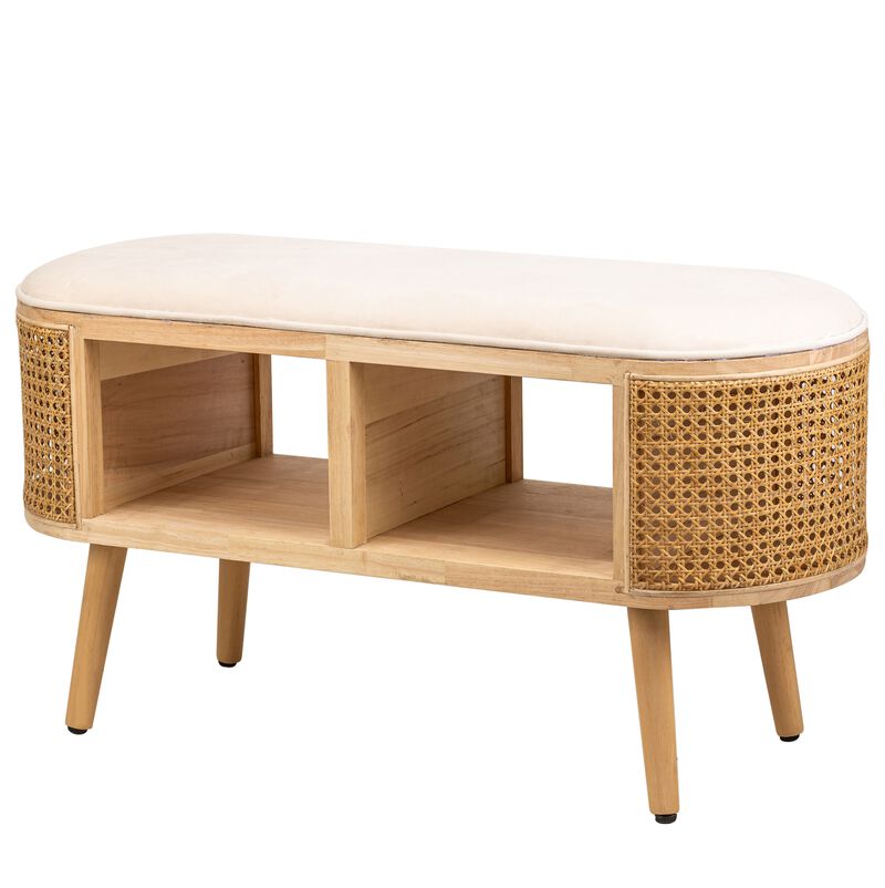 Bohemian Style Wicker Bench