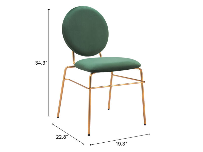 Odessa Dining Chair (Set of 2) Green & Gold