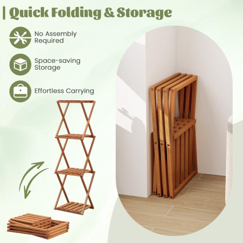 Hivvago 4-Tier Folding Plant Rack and Free Standing Shoe Rack