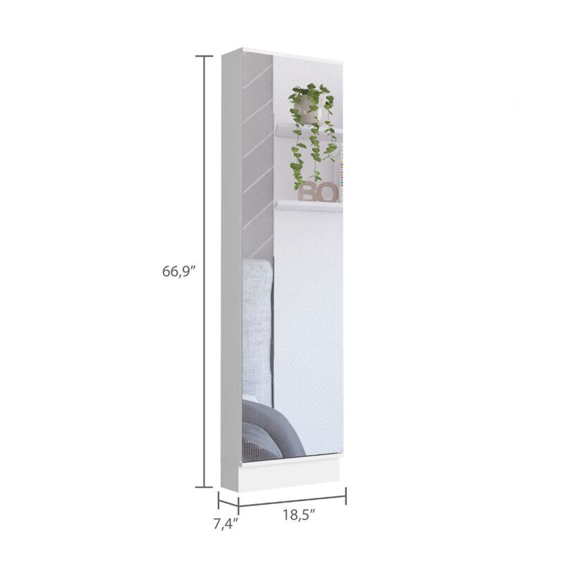Cassidy Rectangle Tall Shoe Cabinet With Mirror