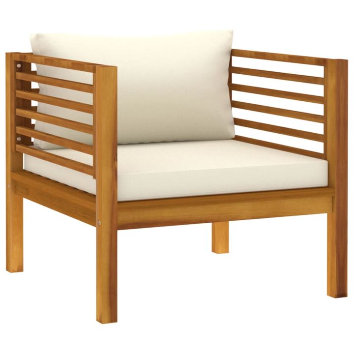 vidaXL Patio Chair with Cream White Cushions Solid Acacia Wood