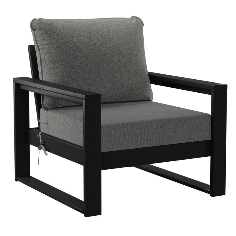 WestinTrends 5-Piece Modern HDPE Outdoor Patio Furniture Sofa Conversation Set with Coffee Table