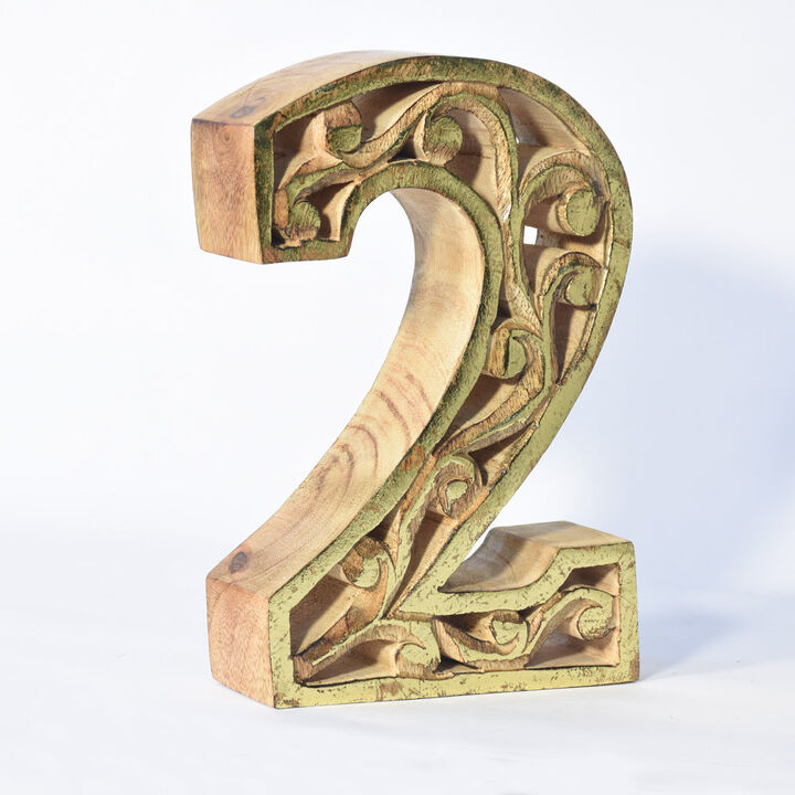 Vintage Natural Gold Handmade Eco-Friendly "2" Numeric Number For Wall Mount & Table Top Décor