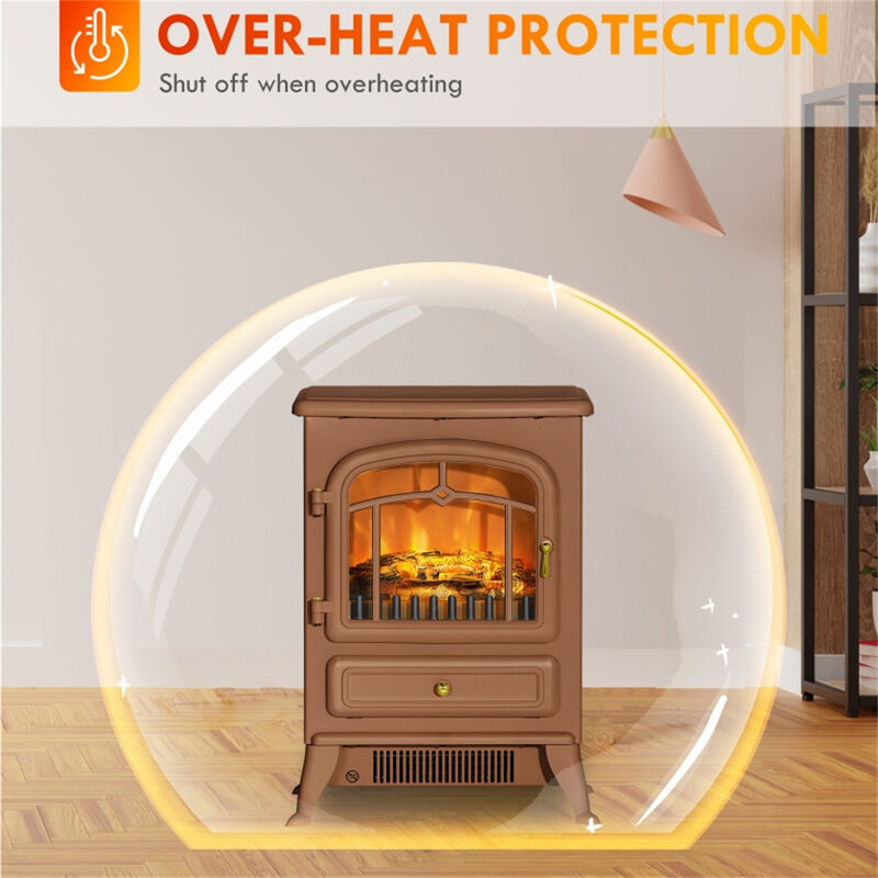 Wall-Mounted Electric Fireplace Heater with Remote Control