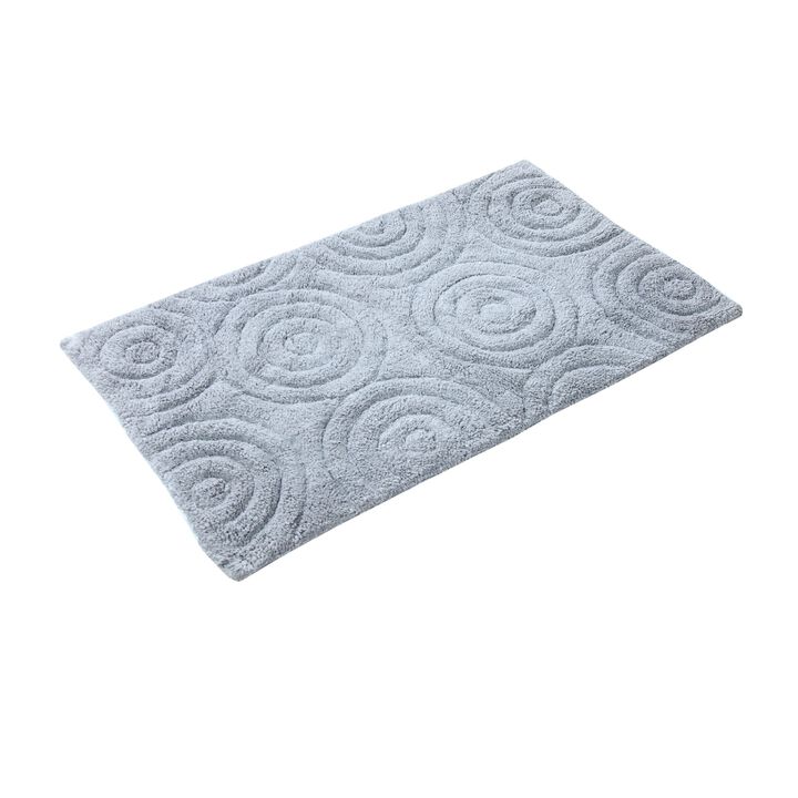 Knightsbridge Beautiful Circle Design Year Round Cotton With Non-Skid Back Bath Rug 24" X 40" Silver