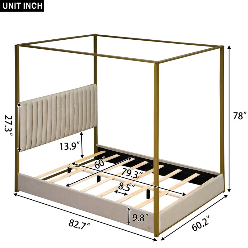 Merax Upholstery Canopy Platform Bed