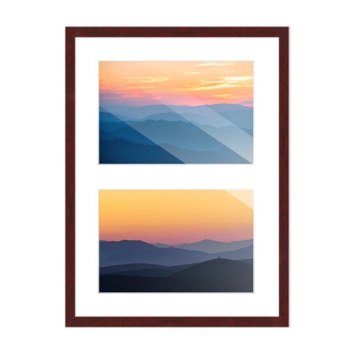 11x14 Wood Collage Frame with White Mat for 2 5x7 Pictures