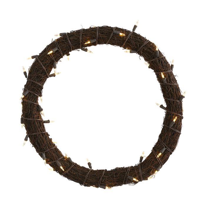 Hivvago 20" Vine Wreath with 50 White Warm LED Lights