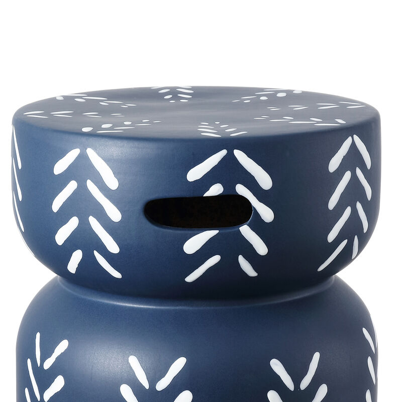 Kiri Modern Bohemian Arrow Pattern Drum Indoor/Outdoor Garden Stool