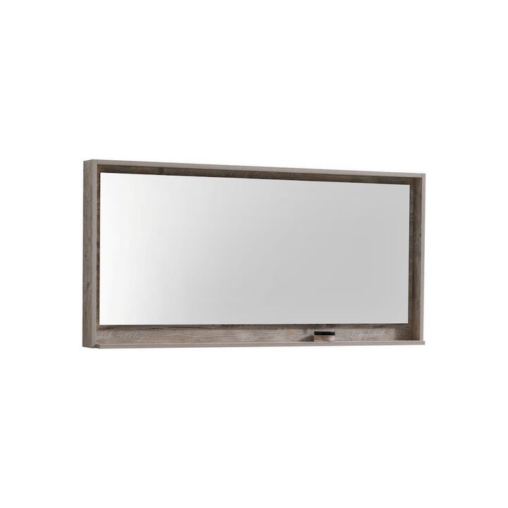 Kubebath Bosco 60 Framed Mirror With Shelve - Nature Wood Finish